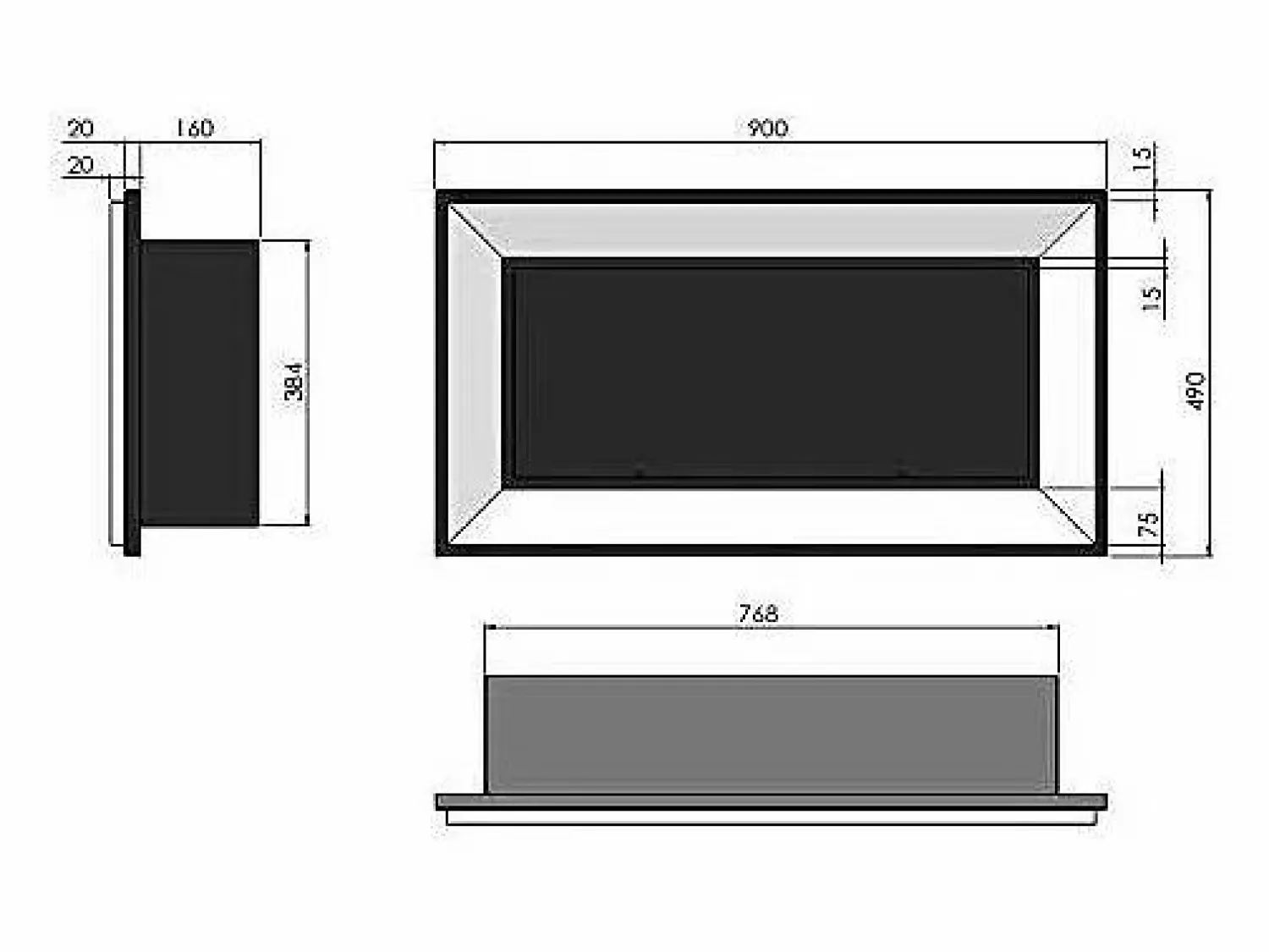 Hot Chimenea de bioetanol empotrada Frame 900 SimpleFire con cristal - mate Negro