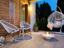 Chimenea de bioetanol para jardín exterior redonda blanca SANTORINI de 60 cm de diámetro