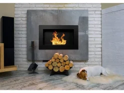 Chimenea de bioetanol Pisa Black para pared o empotrada, L 65 x P 12 x H 40