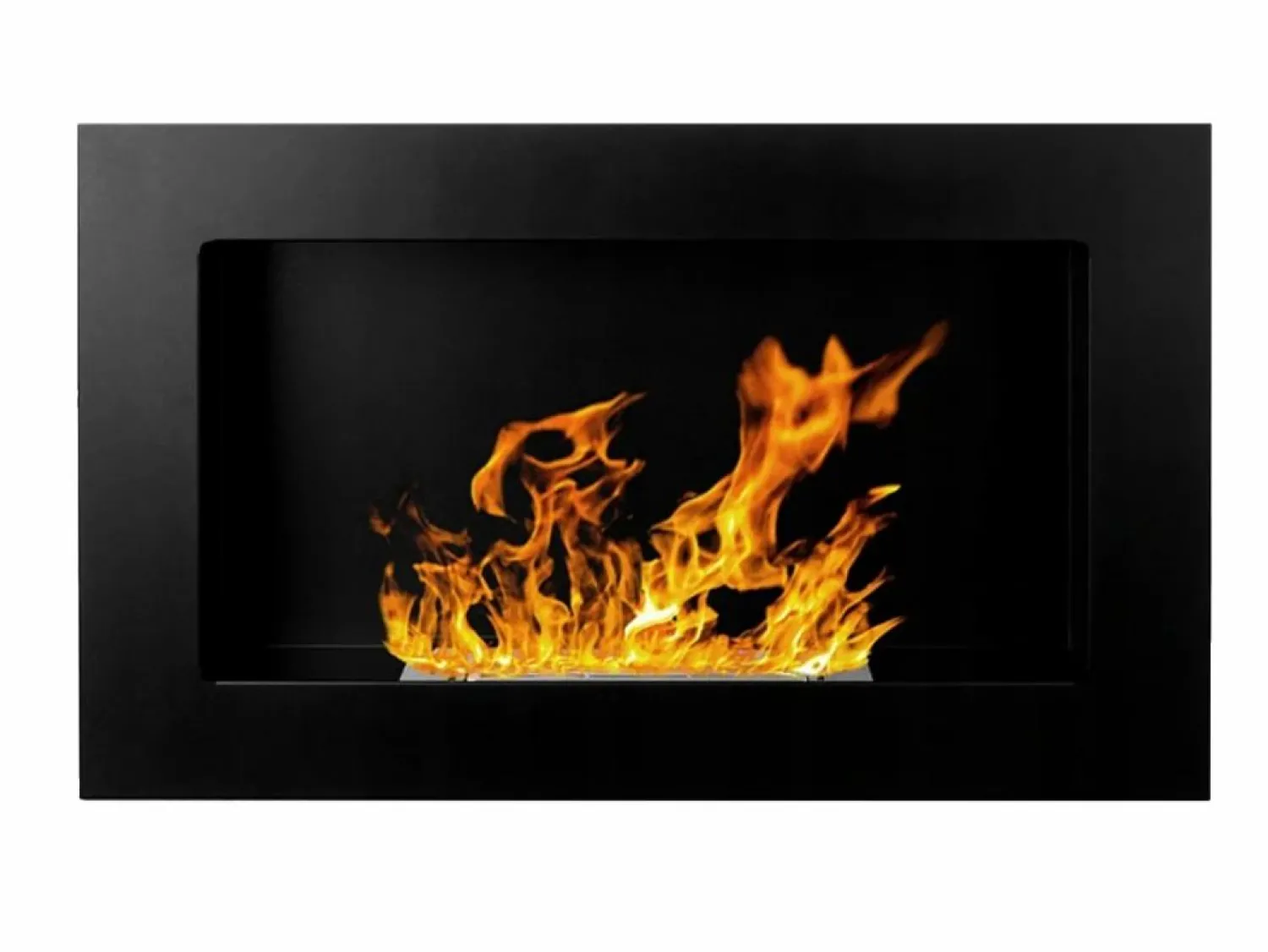 Chimenea de bioetanol Pisa Black para pared o empotrada, L 65 x P 12 x H 40