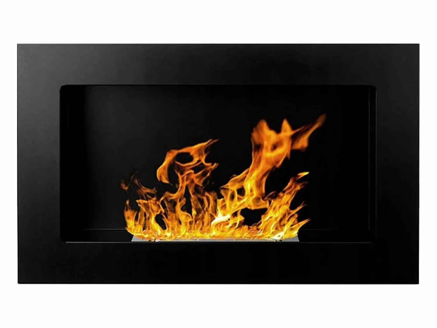 Chimenea de bioetanol Pisa Black para pared o empotrada, L 65 x P 12 x H 40