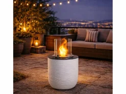 Discount Chimenea de bioetanol RAFFAELLO Pearl White, brasero de pie para interior y exterior, d.35 x h.55 Blanco