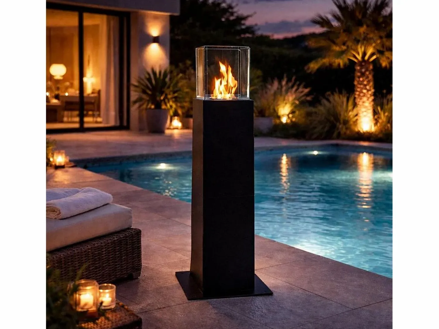 Clearance Chimenea de jardín de bioetanol para exterior Capri 110 Black Chimenea|Chimenea
