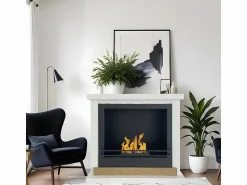 Chimenea de suelo de bioetanol Biochimenea Stockholm en madera blanca L75xD24xH68 cm