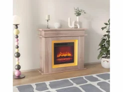 Chimenea eléctrica - Chimenea LED, con calefacción - Efecto de llama 3D - Temporizador, iluminación ambiental LED de 20 colores y control remoto - Color roble Chimenea|Chimenea