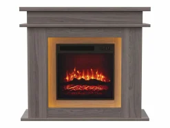 Chimenea eléctrica - Chimenea LED, con calefacción - Efecto de llama 3D - Temporizador, iluminación ambiental LED de 20 colores y control remoto - Color roble Chimenea|Chimenea