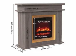 Chimenea eléctrica - Chimenea LED, con calefacción - Efecto de llama 3D - Temporizador, iluminación ambiental LED de 20 colores y control remoto - Color roble Chimenea|Chimenea