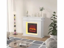 Best Chimenea eléctrica - Chimenea LED, con calefacción - Efecto de llama 3D - Temporizador, iluminación ambiental LED de 20 colores y control remoto - Chimenea|Chimenea