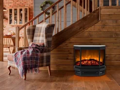 Outlet FLAMATECH Chimenea eléctrica - Estilo retro - Independiente - An. 55,8 x Pr. 22,5 x Al. 51,6 cm - Negra - ETNA Negro