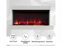 Discount Chimenea eléctrica BALDERIA Achilles (L) - Chimenea de pared con calefacción - Blanco
