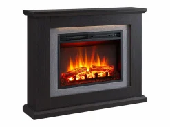 Outlet Chimenea eléctrica BALDERIA Charon - Chimenea de pie con calefacción - Roble oscuro Marru00f3n