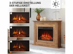 Chimenea eléctrica BALDERIA Finn - Chimenea de pie, calefacción 2000 W - Roble oscuro Chimenea|Chimenea