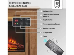 Chimenea eléctrica BALDERIA Finn - Chimenea de pie, calefacción 2000 W - Roble oscuro Chimenea|Chimenea
