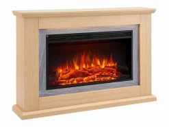 Clearance Chimenea eléctrica BALDERIA Xenia - Chimenea de pie con calefacción - Roble claro Chimenea|Chimenea