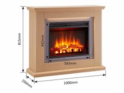 Chimenea eléctrica BALDERIA Charon - Chimenea de pie, 2000 W - Roble claro