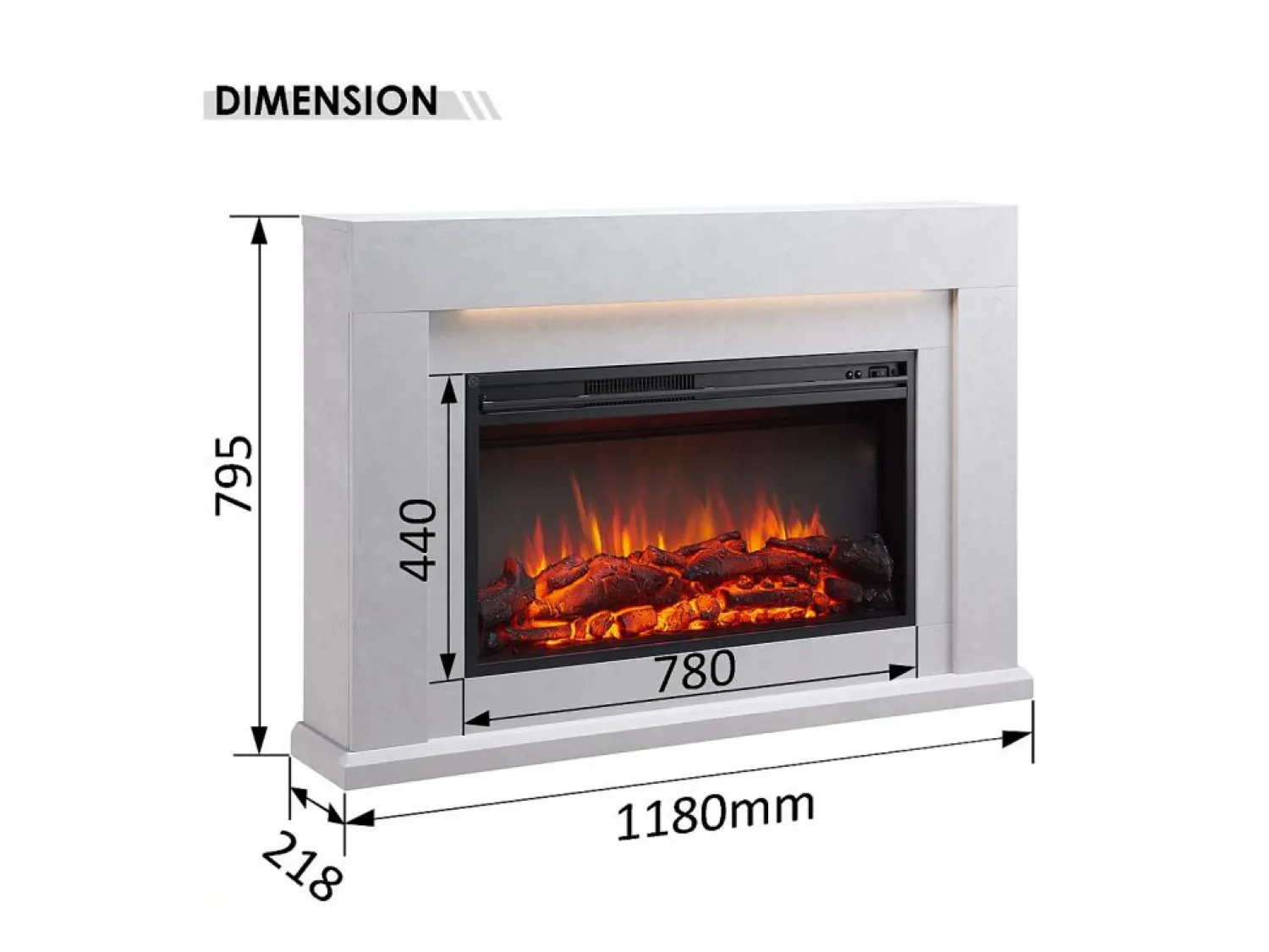 Best Chimenea eléctrica BALDERIA Xerxes - Chimenea de pie, calefacción 2000 W - Aspecto hormigón Gris