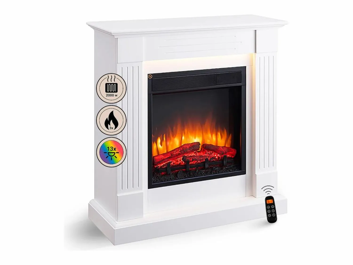 New Chimenea eléctrica BALDERIA Ladina - Chimenea de pie - Blanca Chimenea|Chimenea