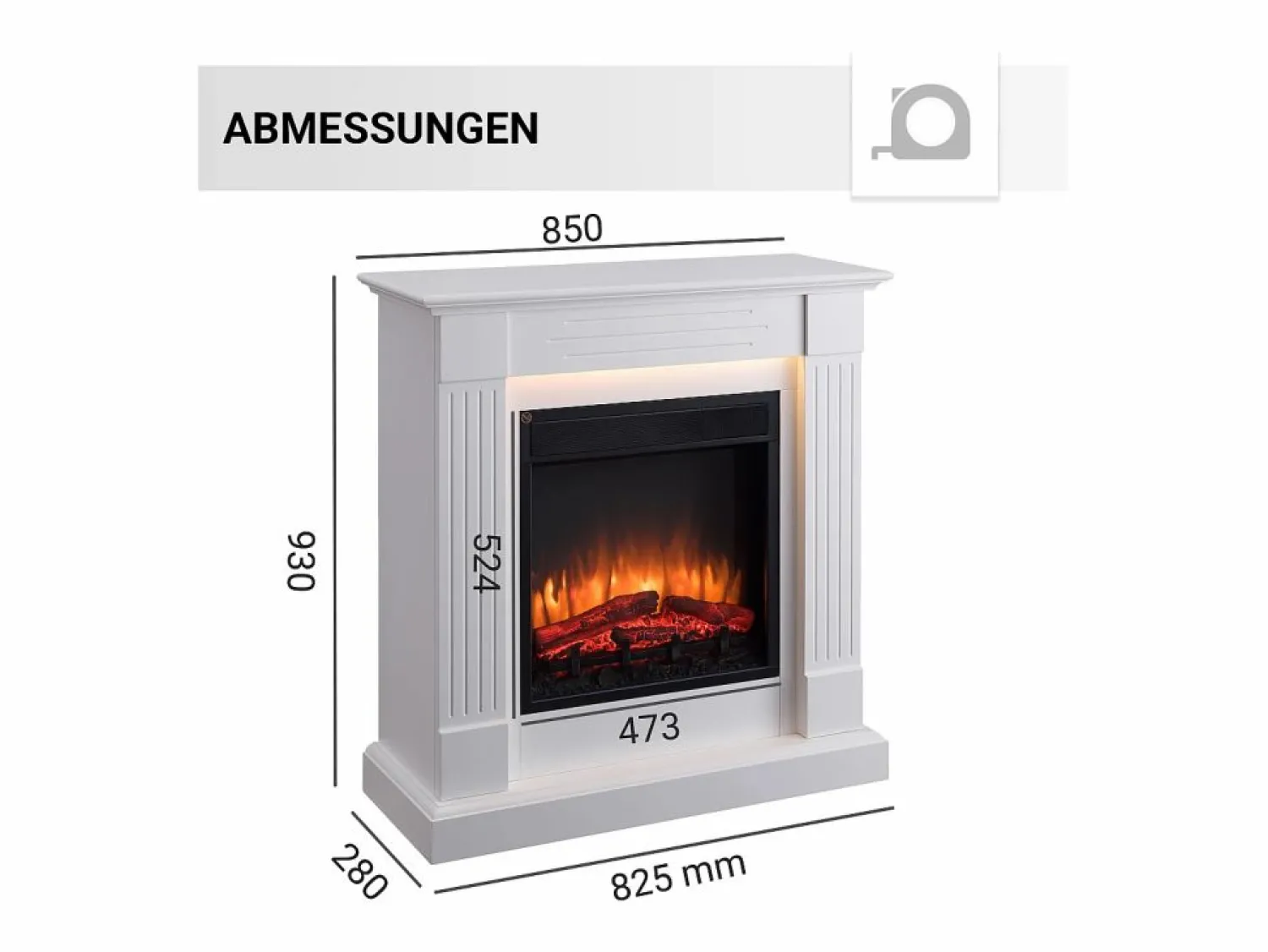 New Chimenea eléctrica BALDERIA Ladina - Chimenea de pie - Blanca Chimenea|Chimenea