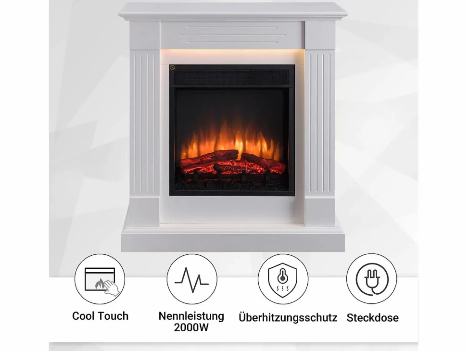 New Chimenea eléctrica BALDERIA Ladina - Chimenea de pie - Blanca Chimenea|Chimenea