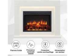 Hot Chimenea eléctrica BALDERIA Elektra ñEfecto llama 3D, iluminación LED, potencia calorífica 1ñ2 kW, mando a distancia - Chimenea|Chimenea