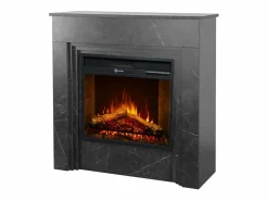 Outlet Chimenea eléctrica BELLINI, chimenea de pie en madera efecto mármol , Made in Italy, L96 x P35 x H96 Negro