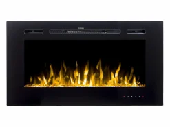 Hot FLAMATECH Chimenea eléctrica CALBUCO - De pared o empotrada - An. 101,6 x Pr. 14 x Al. 54,4 cm - Negra Negro