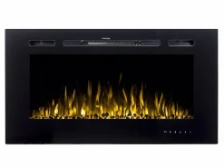Hot FLAMATECH Chimenea eléctrica CALBUCO - De pared o empotrada - An. 101,6 x Pr. 14 x Al. 54,4 cm - Negra Negro