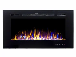 Hot FLAMATECH Chimenea eléctrica CALBUCO - De pared o empotrada - An. 101,6 x Pr. 14 x Al. 54,4 cm - Negra Negro