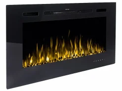 Hot FLAMATECH Chimenea eléctrica CALBUCO - De pared o empotrada - An. 101,6 x Pr. 14 x Al. 54,4 cm - Negra Negro