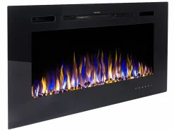 Hot FLAMATECH Chimenea eléctrica CALBUCO - De pared o empotrada - An. 101,6 x Pr. 14 x Al. 54,4 cm - Negra Negro