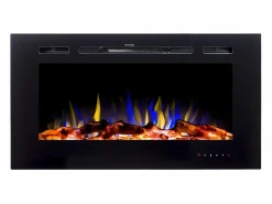 Hot FLAMATECH Chimenea eléctrica CALBUCO - De pared o empotrada - An. 101,6 x Pr. 14 x Al. 54,4 cm - Negra Negro