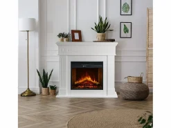 Discount Chimenea eléctrica CAMBRIDGE, chimenea de pie, madera blanca, 110x25x95h Chimenea|Chimenea