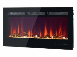 Sale Chimenea eléctrica con 12 colores de llama - De pared o empotrada - Negra 106,5×46,5×12 Chimenea|Chimenea