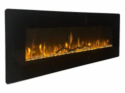 Best Chimenea eléctrica DALLAS chimenea de pared L127 x P 11 x H50 Negro