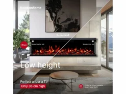 Chimenea eléctrica de 3 caras UNITY 183 - fuego premium, de pared o empotrada - 183x19x36 cm - LED decorativa con calefacción 900/1800W