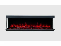 Chimenea eléctrica de 3 caras SOLIS 120 - fuego premium, empotrada - 120x30x46 cm - LED decorativa con calefacción 750/1500 W