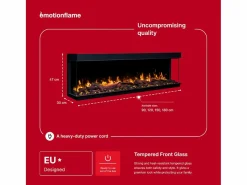 Chimenea eléctrica de 3 caras SOLIS 120 - fuego premium, empotrada - 120x30x46 cm - LED decorativa con calefacción 750/1500 W