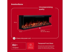 Sale Chimenea eléctrica de 3 caras UNITY 152 - fuego premium, de pared o empotrada - 152x19x36 cm - LED decorativa con calefacción 900/1800W Negro