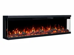Sale Chimenea eléctrica de 3 caras UNITY 152 - fuego premium, de pared o empotrada - 152x19x36 cm - LED decorativa con calefacción 900/1800W Negro