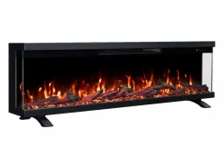Sale Chimenea eléctrica de 3 caras UNITY 152 - fuego premium, de pared o empotrada - 152x19x36 cm - LED decorativa con calefacción 900/1800W Negro