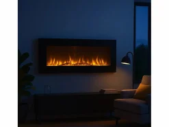Sale Chimenea eléctrica de pared DALLAS L127 x P 11 x H50 Negro