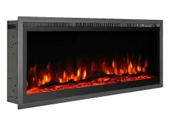 Hot Chimenea eléctrica de pared, frontal y empotrada, CHICAGO130, L127 x D14 x H45 Negro