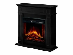 Discount Chimenea eléctrica de pie JEFFERSON en madera negra L 89,5 x H 90,5 x D 28 Negro