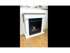 Outlet Chimenea eléctrica de pie JEFFERSON en madera blanca L 89,5 x H 90,5 x P 28 Chimenea|Chimenea