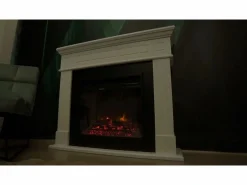 Chimenea eléctrica de suelo BIDEN de madera blanca L179 x P48 x H85