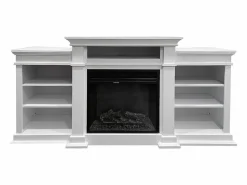 Chimenea eléctrica de suelo BIDEN de madera blanca L179 x P48 x H85