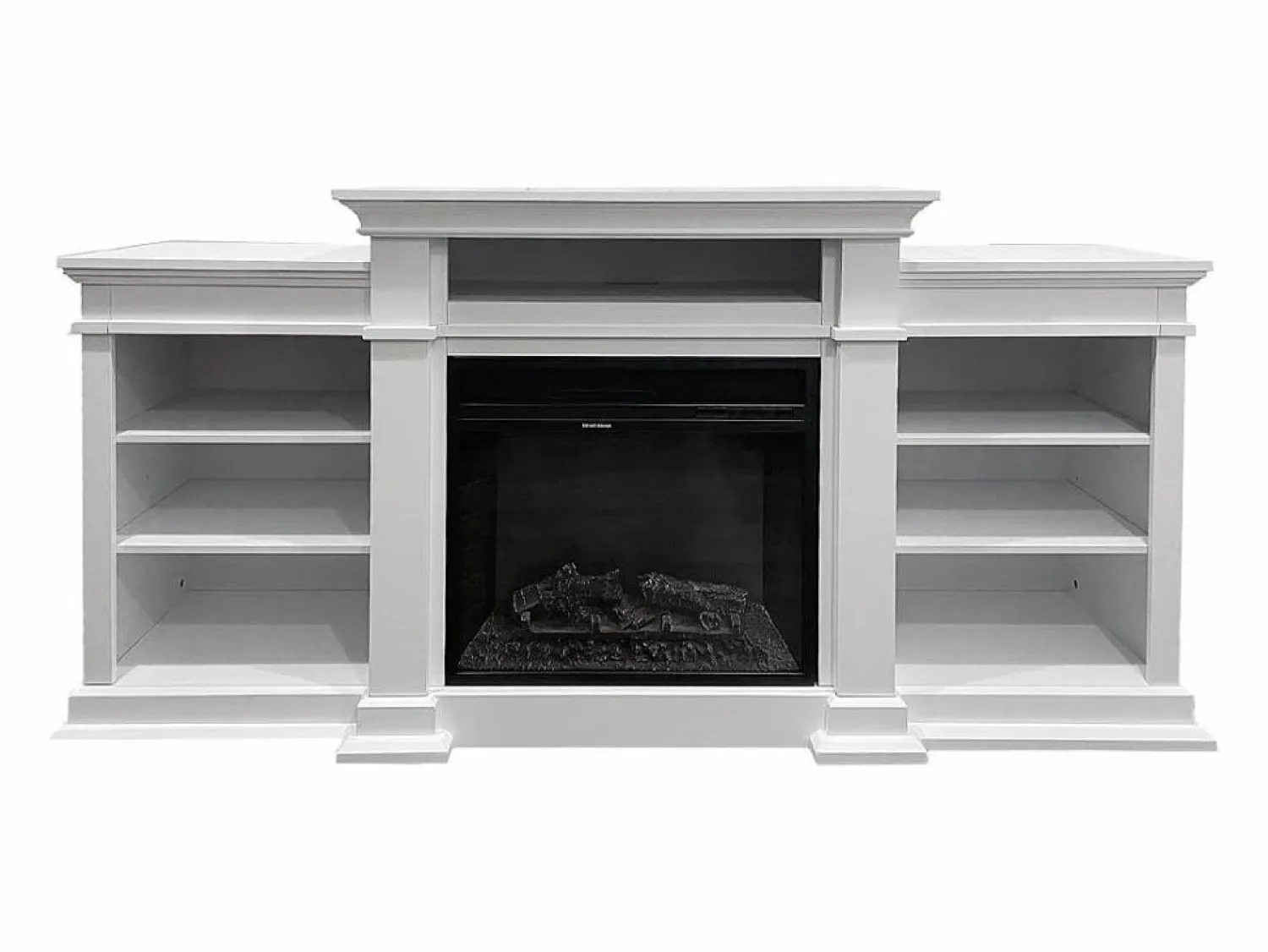 Chimenea eléctrica de suelo BIDEN de madera blanca L179 x P48 x H85