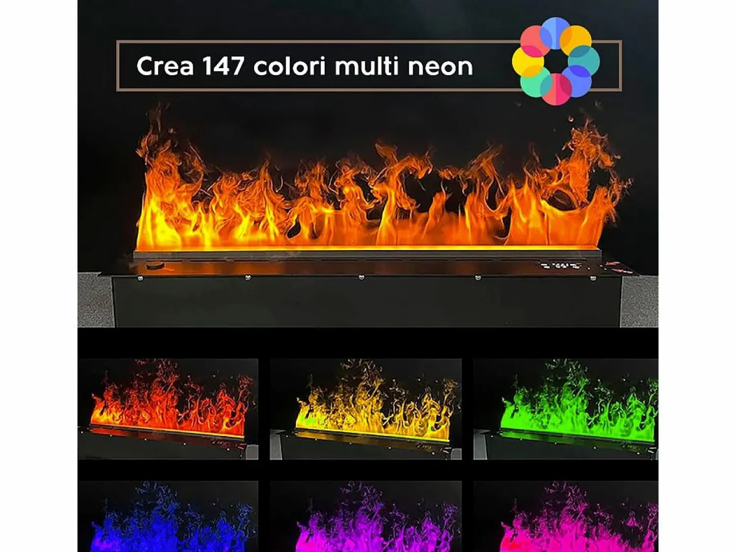 New Chimenea eléctrica de vapor de agua con quemador integrado 3D APP 75 PRO-LINE Gris