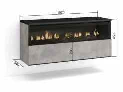Outlet Skraut Home Chimenea eléctrica LED, 102x35x45cm, 1 Hueco, 1 Puerta, Chimenea eléctrica, Colgado, Suspendido, Cemento Gris