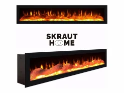 Outlet Skraut Home Chimenea eléctrica LED, 102x35x45cm, 1 Hueco, 1 Puerta, Chimenea eléctrica, Colgado, Suspendido, Cemento Gris
